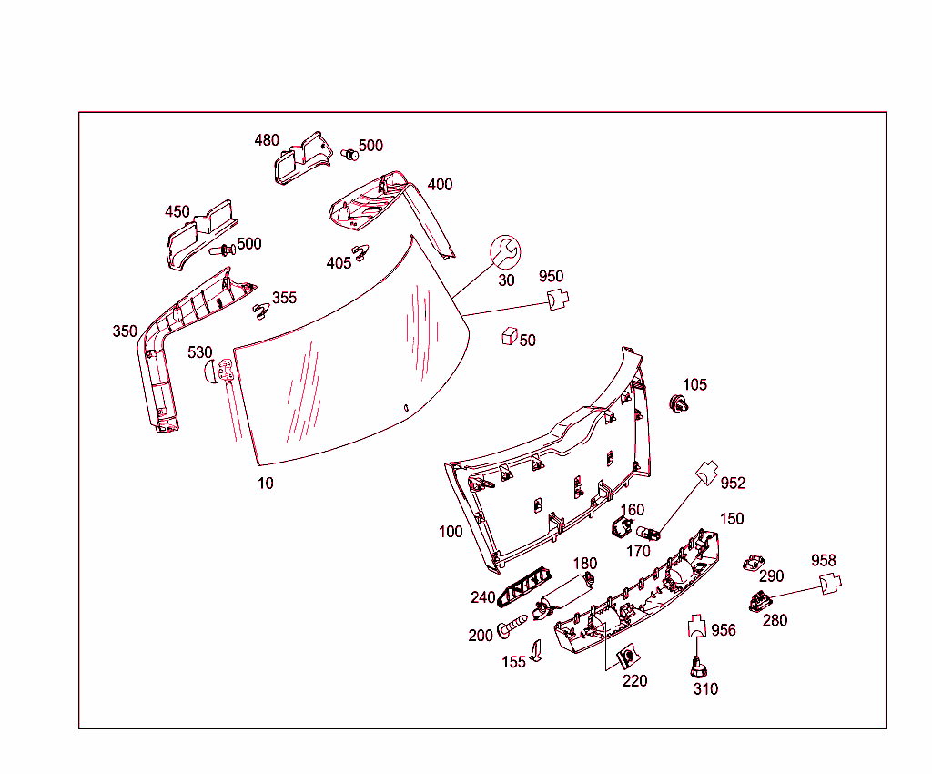 Rear Panel Door Attachment Parts, Rear Panel Door Window