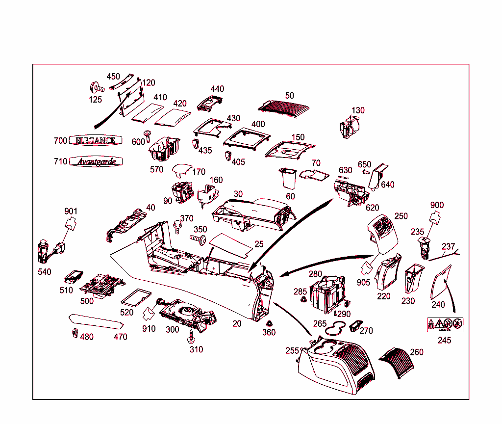 Housing With Tray, Armrest, And Ashtray