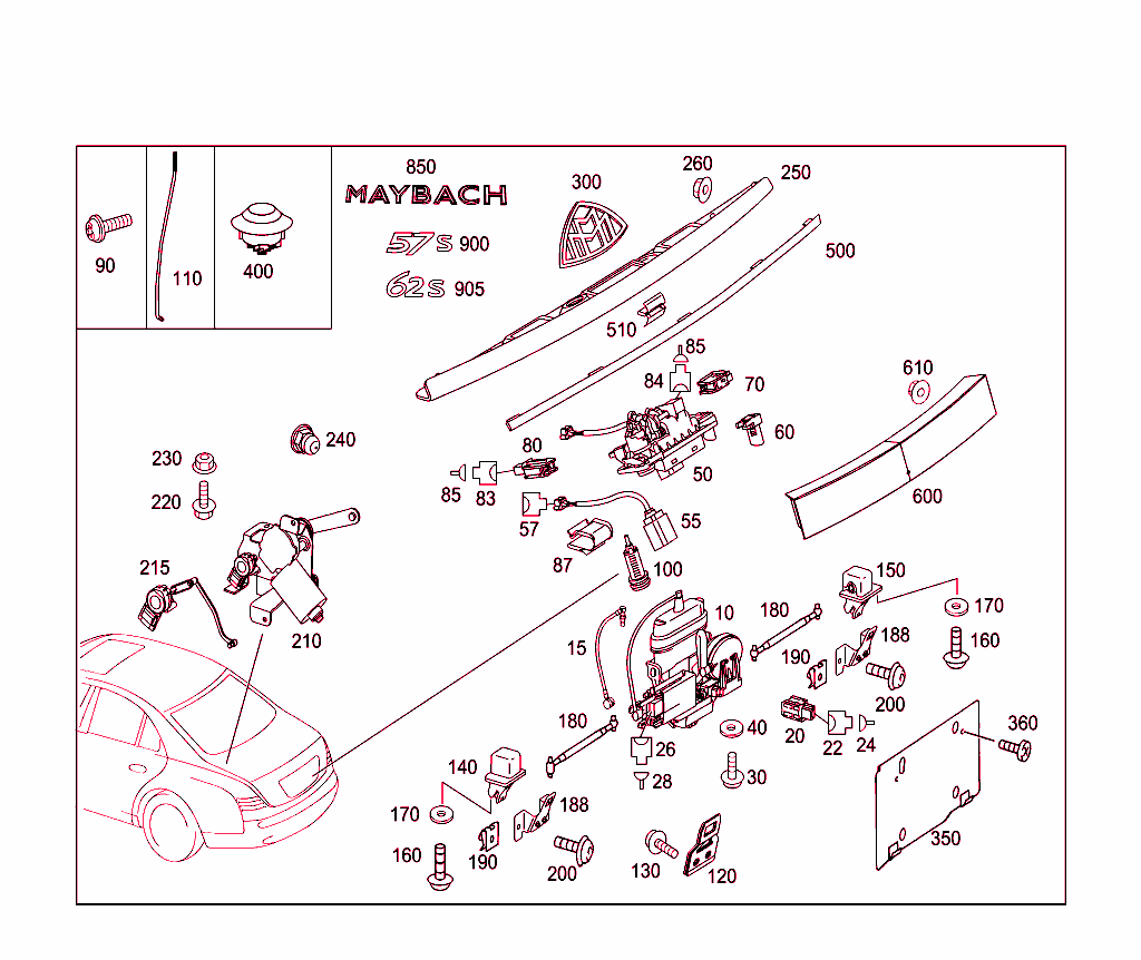 Rear Lid Latch-Type Lock, Rear Lid Attachment Parts