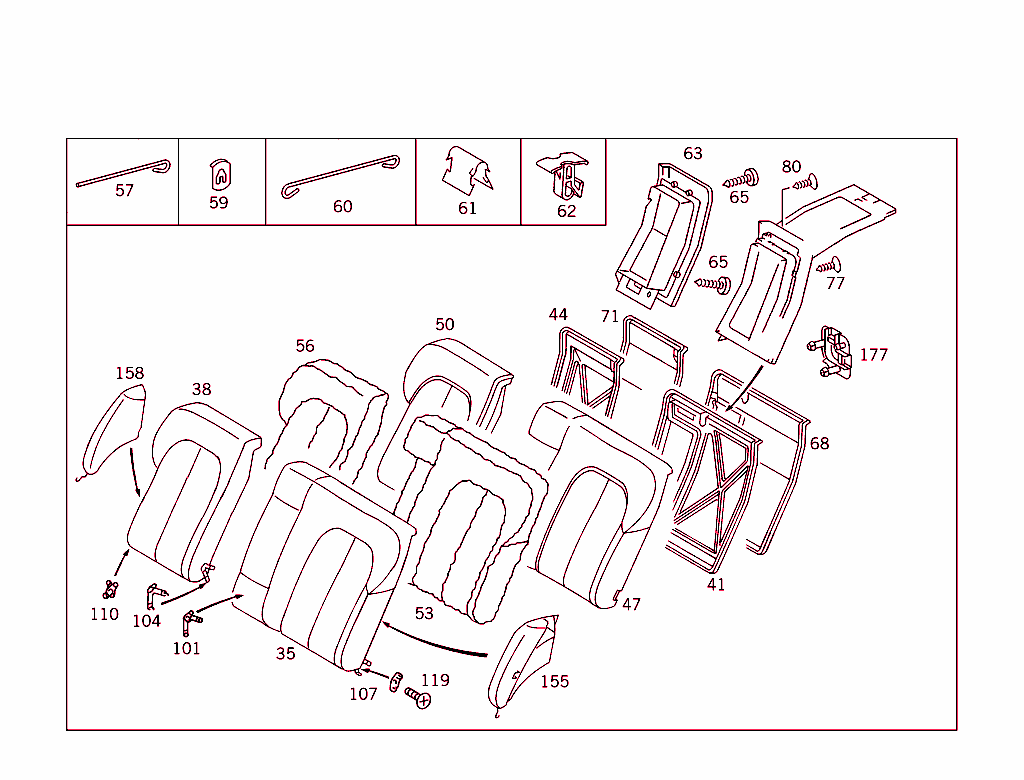 Rear Seat Bench,Divided