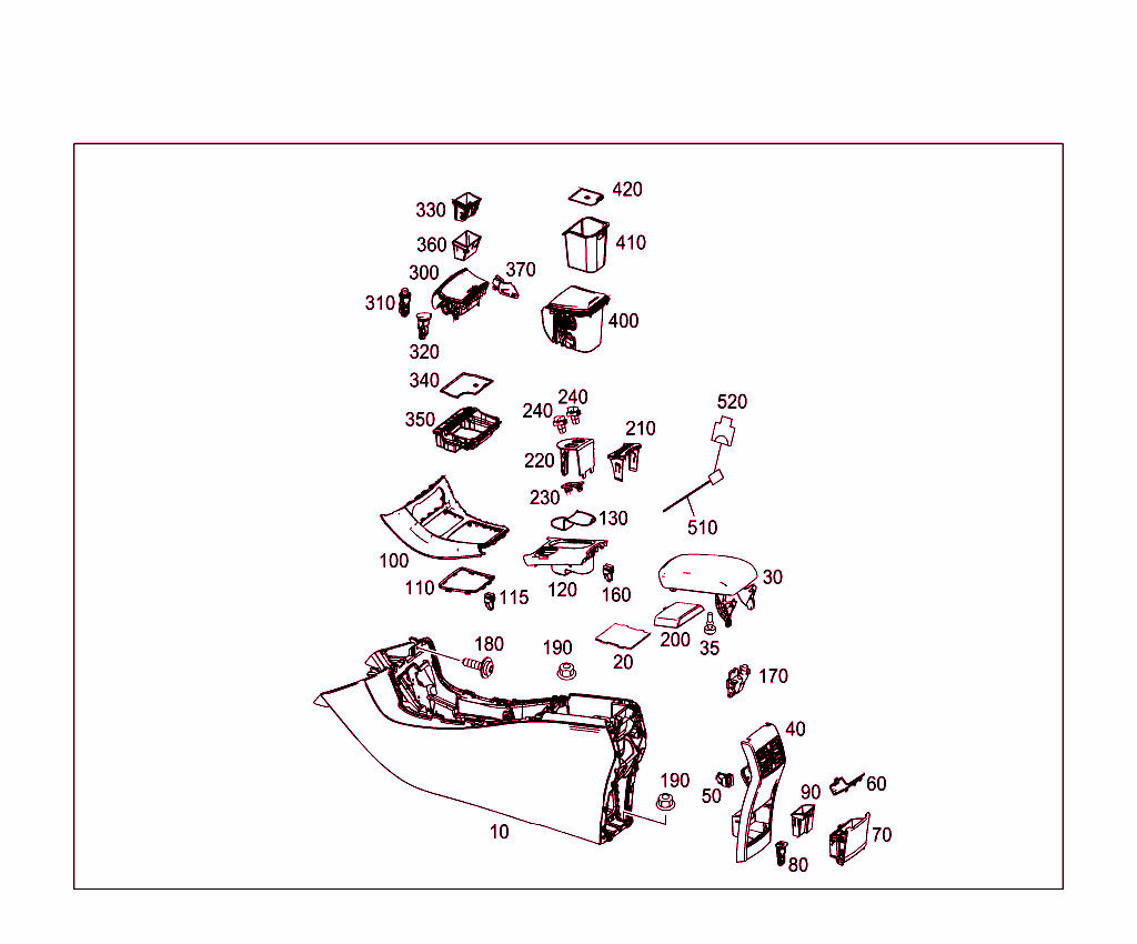 Housing With Tray, Armrest, And Ashtray