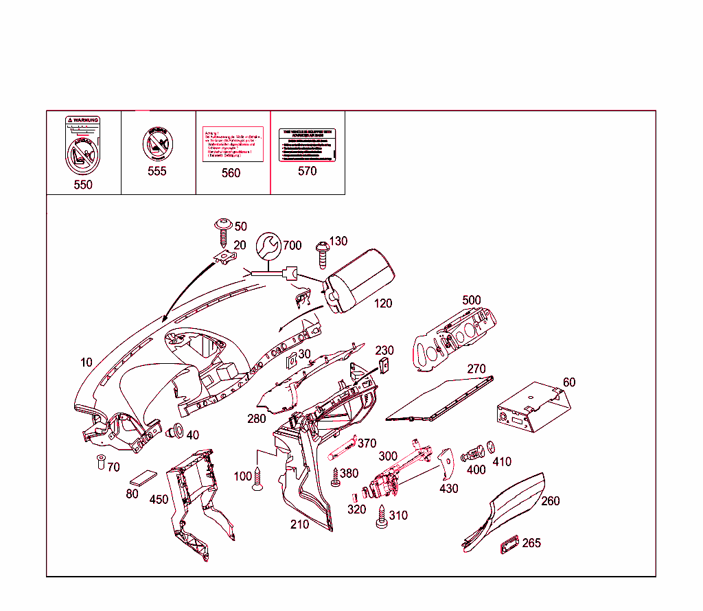 Instrument Panel And Gloves Compartment Box With Passenger Air Bag