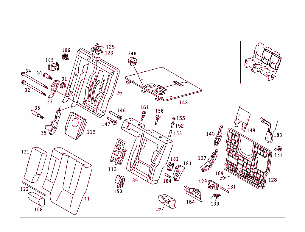 Rear Seat Cushion, Rear Backrest, From Model Year 2000