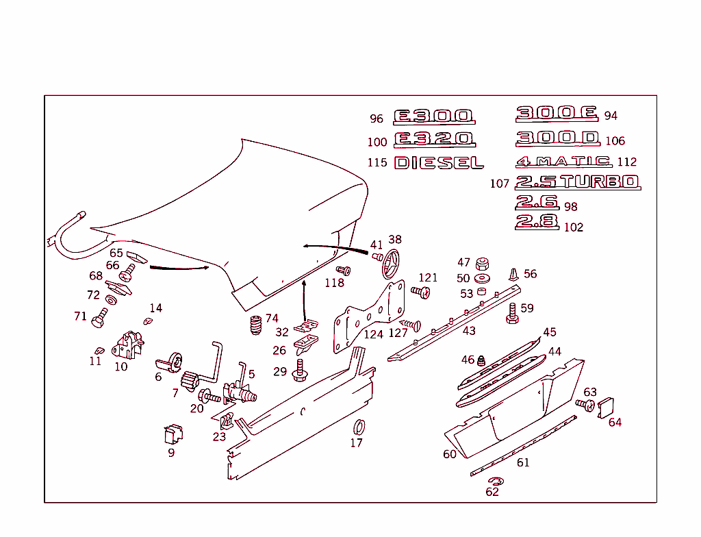 Rear Lid Latch-Type Lock, Rear Lid Attachment Parts