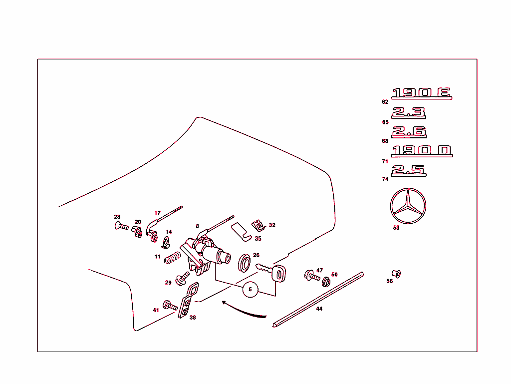 Rear Lid Latch-Type Lock, Rear Lid Attachment Parts