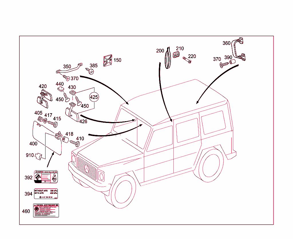 Sun Visor,Interior Mirror, Grab Handle