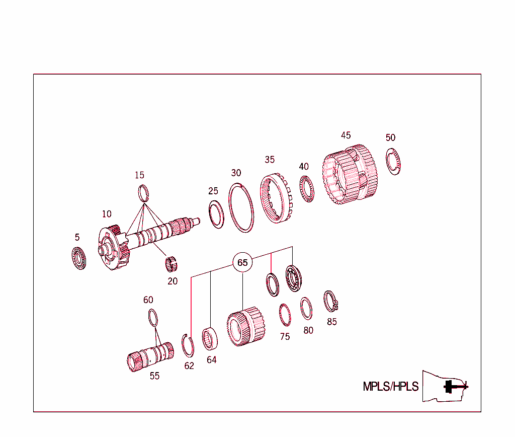 Center Planetary Set, (Output Shaft) Rear Planetary Set