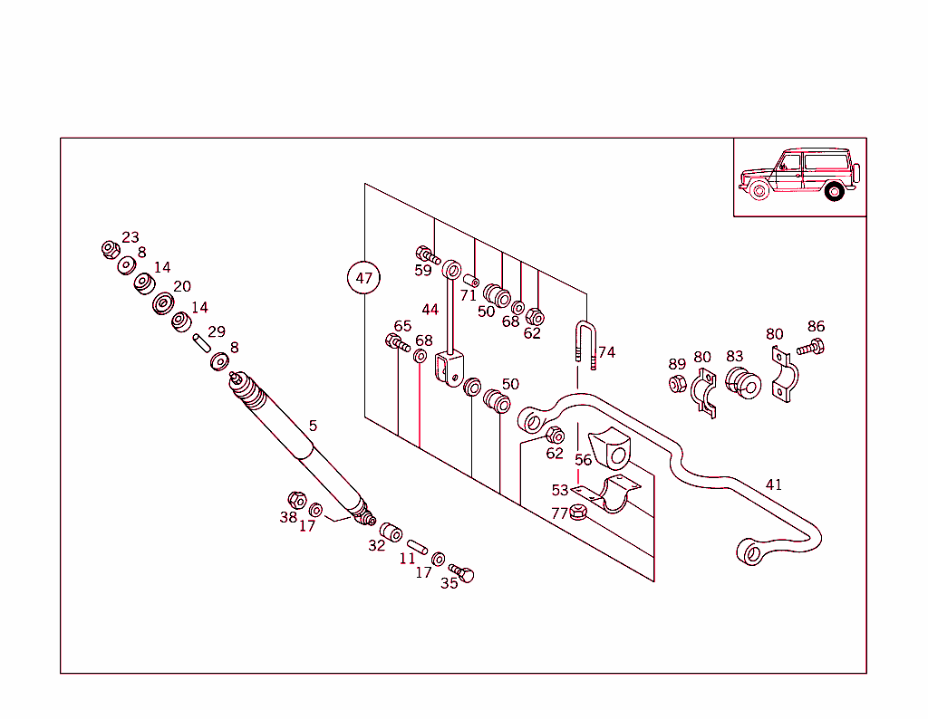Rear Axle Torsion Bar & Shock Absorbers