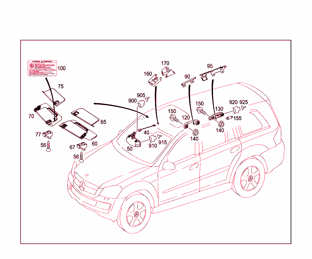 Sun Visor,Interior Mirror, Grab Handle