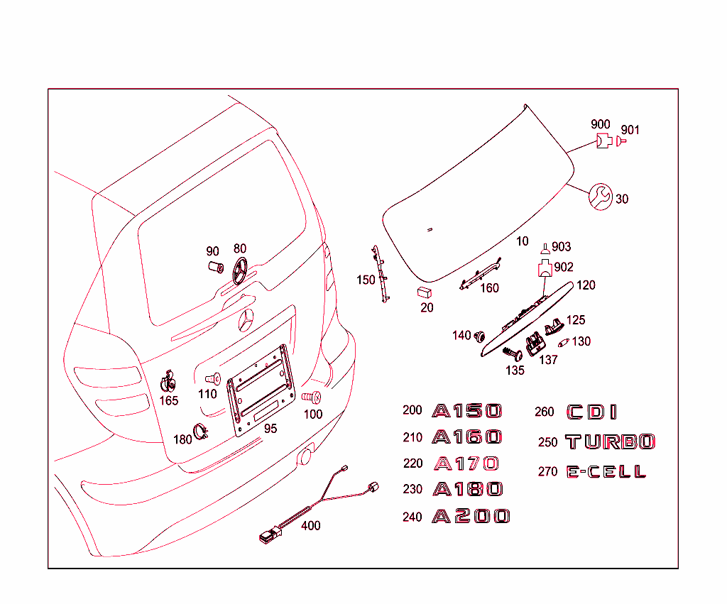 Rear Panel Door Attachment Parts, Rear Panel Door Window