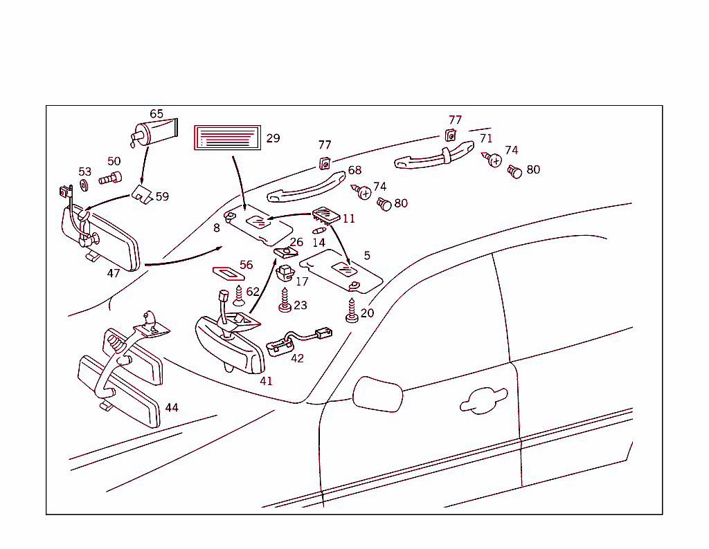 Sun Visor,Interior Mirror, Grab Handle
