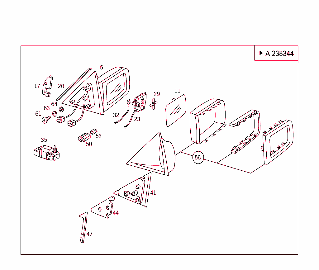 Co-Driver`s Outside Rearview Mirror