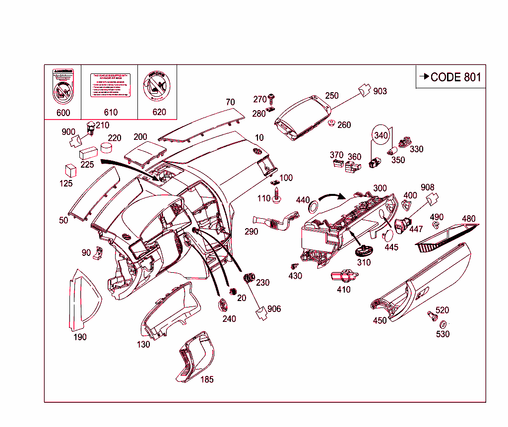 Instrument Panel And Gloves Compartment Box With Passenger Air Bag