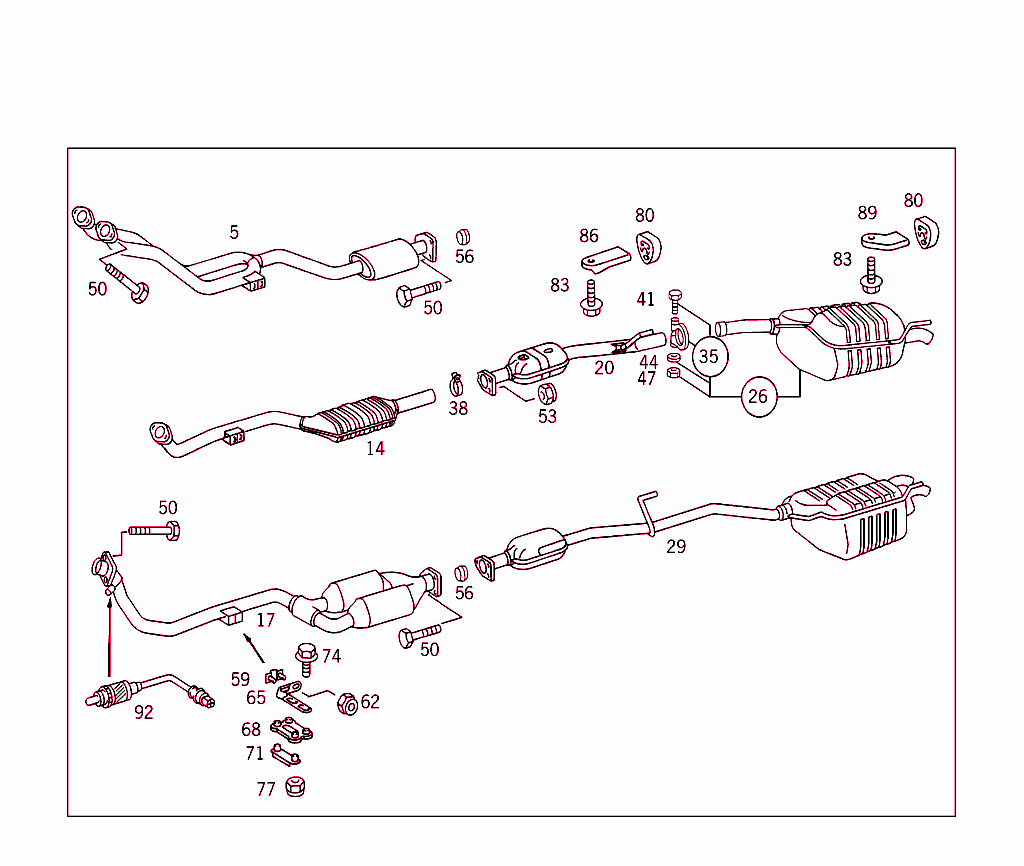 Exhaust System Used On Four-Cylinder Gasoline Vehicles