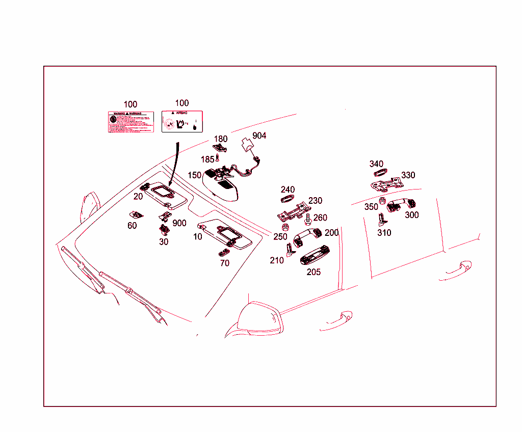 Sun Visor,Interior Mirror, Grab Handle