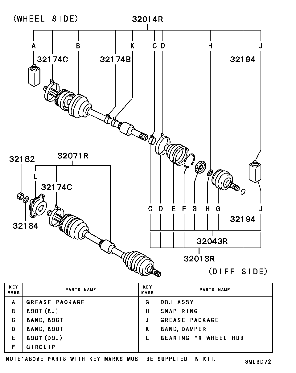 Eje de transmisión del eje delantero