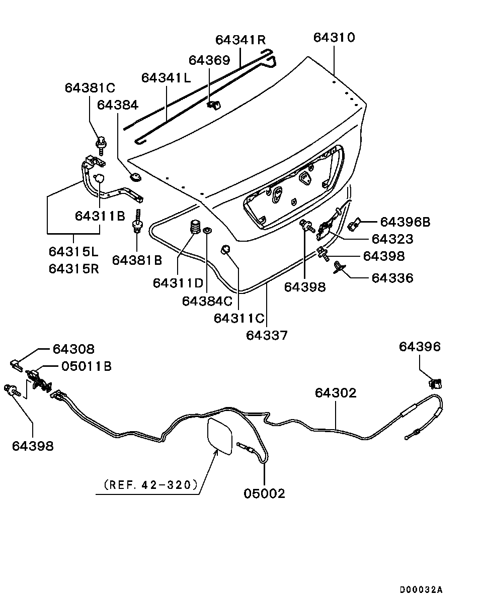 MN159484 Torsion Bar,Trunk Lid,Rh Mitsubishi YoshiParts