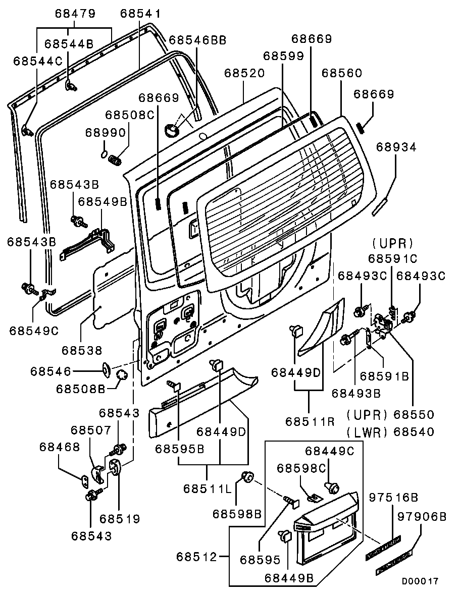 Vidrio del panel de la puerta trasera