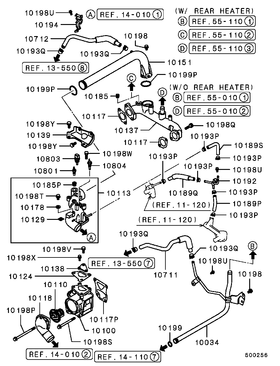 Tubería de agua y termostato