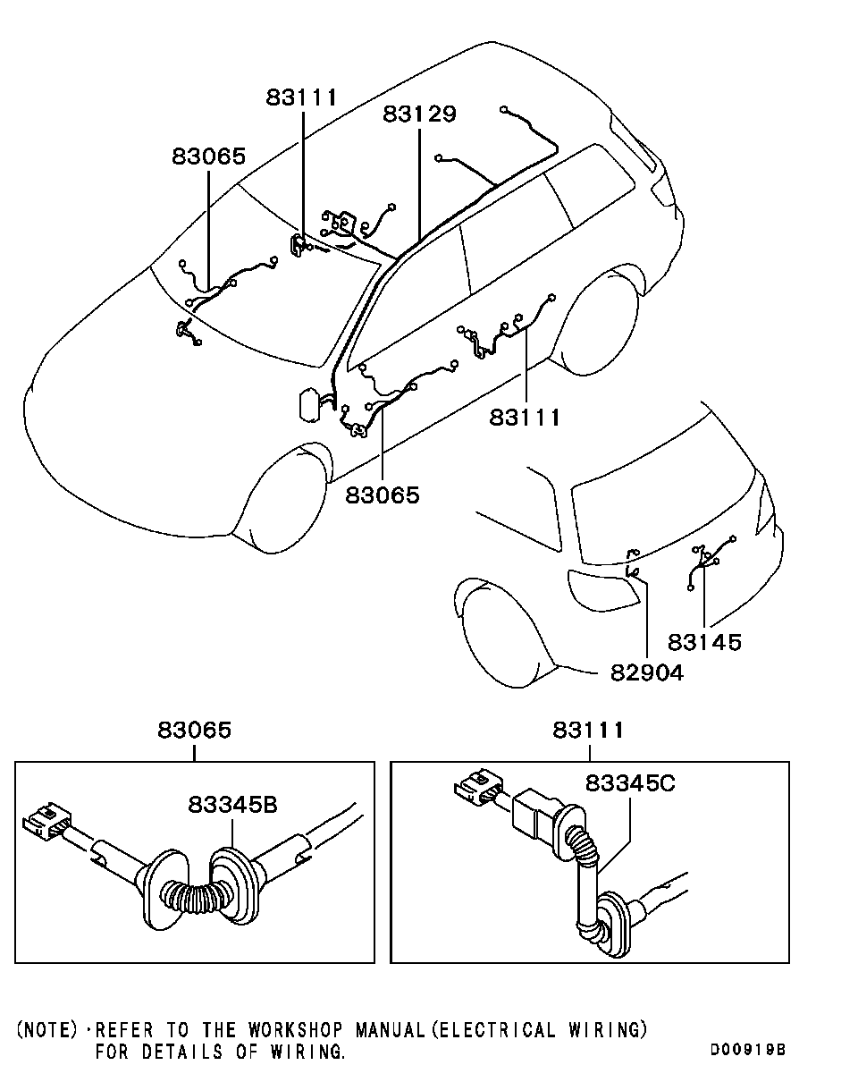 MR515763 Harness,Tailgate Mitsubishi | YoshiParts