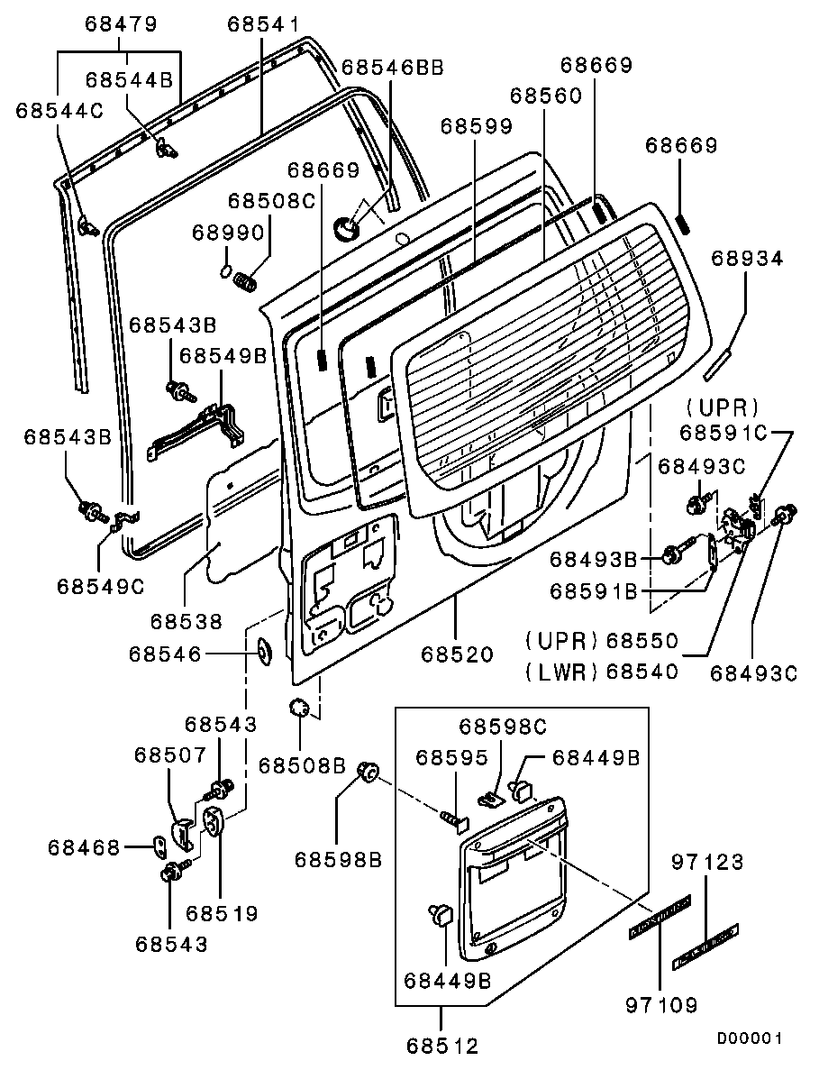 Vidrio del panel de la puerta trasera