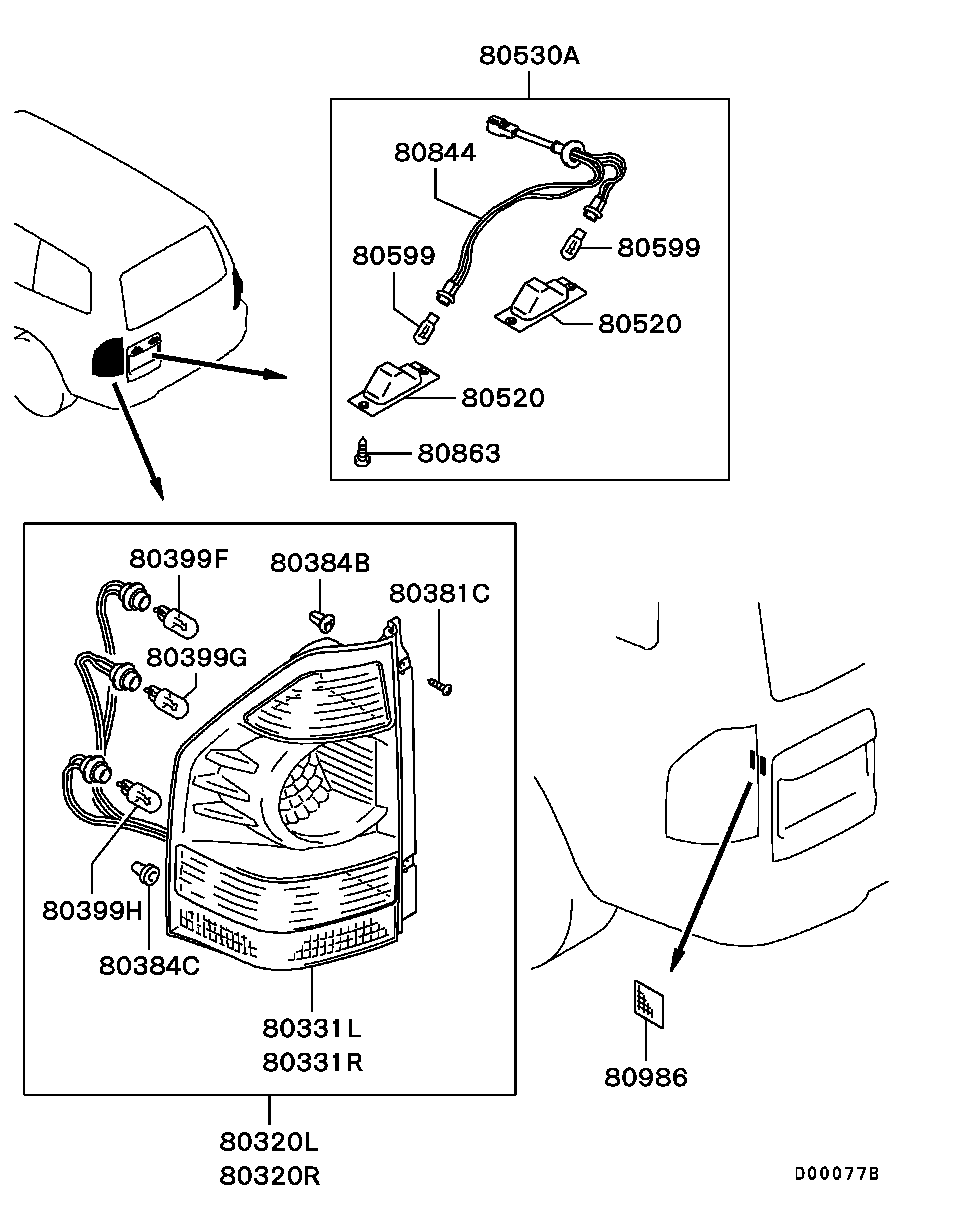 MN133770 Lamp Kit,Combination,Rr Rh Mitsubishi | YoshiParts