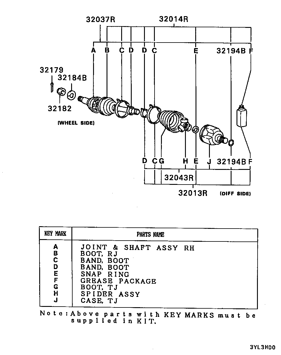 Eje de transmisión del eje delantero