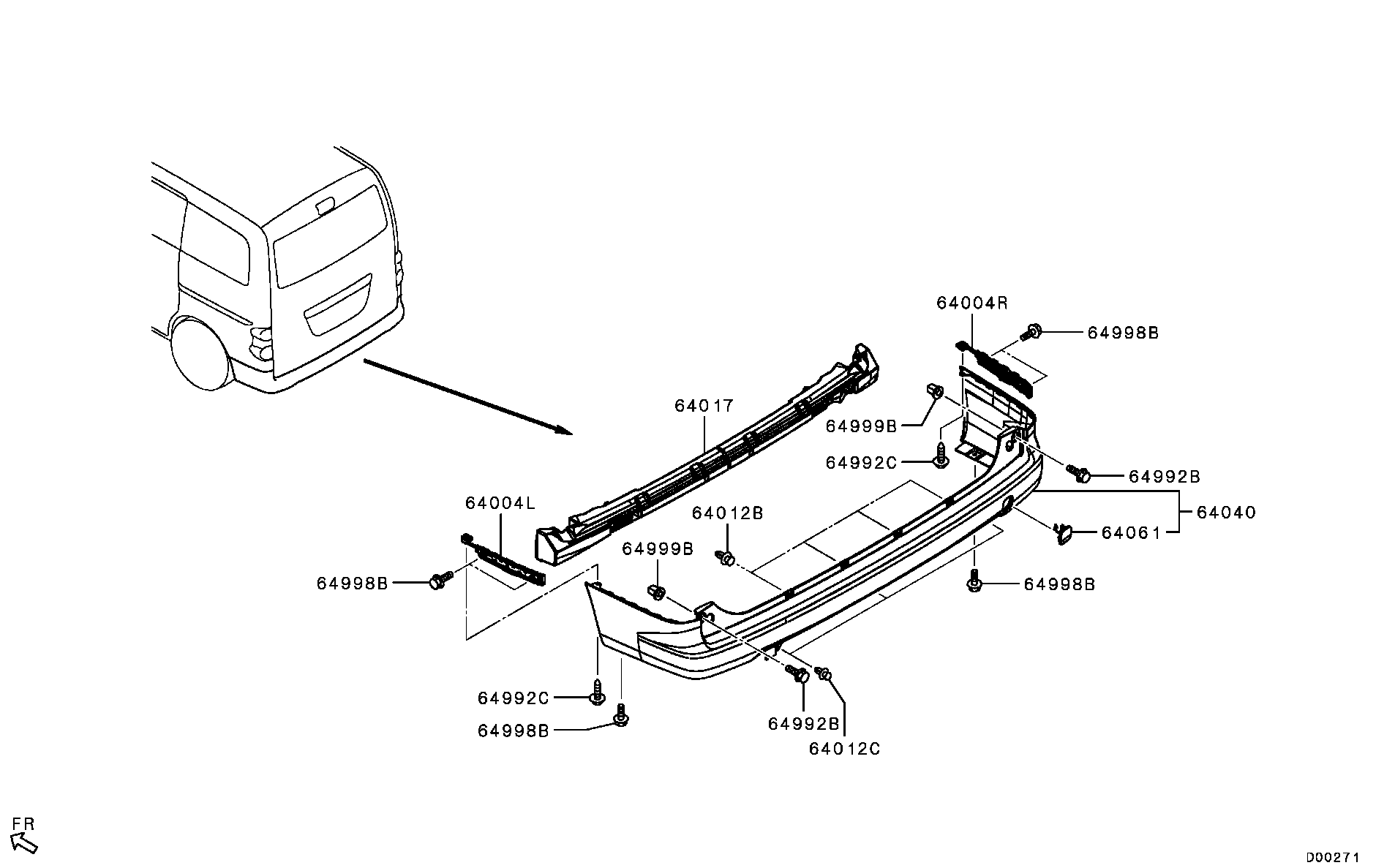 Soporte del parachoques trasero