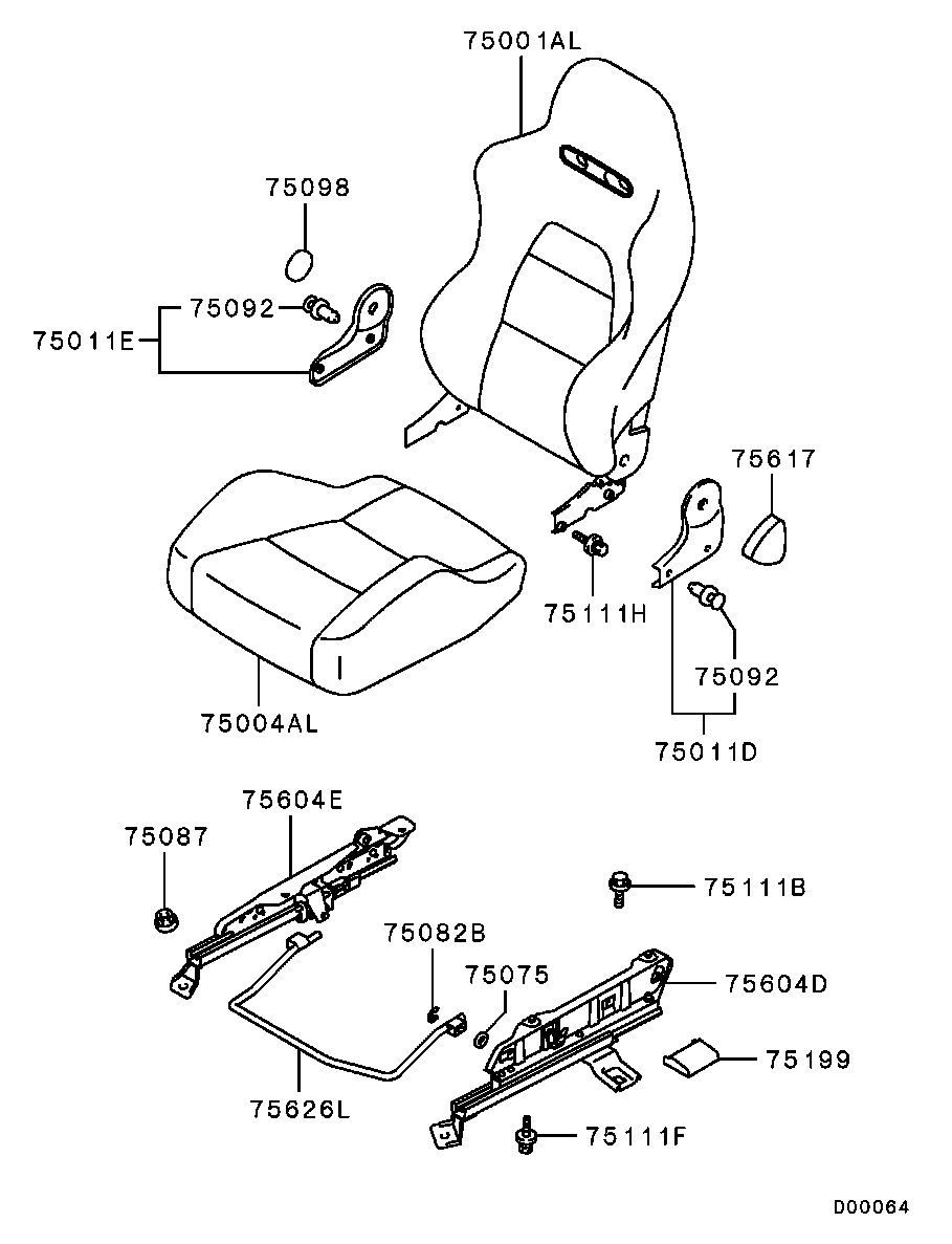 MR648841 Cushion Assy,Fr Seat,Lh Mitsubishi YoshiParts