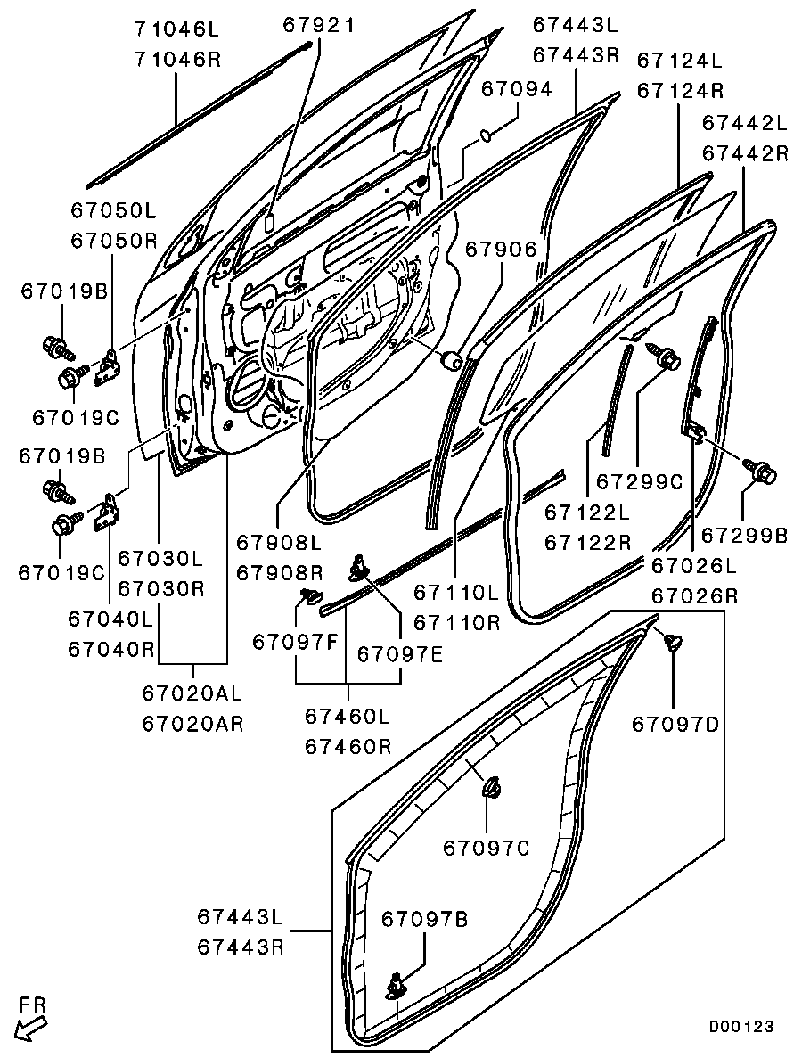 Panel de puerta delantera y vidrio