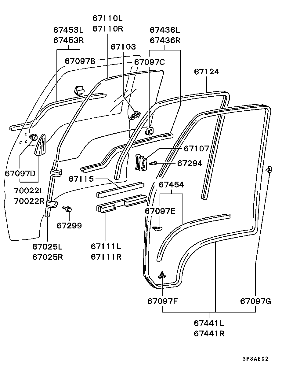 MB421515 Weatherstrip,Fr Door Window,Otr Lh Mitsubishi | YoshiParts