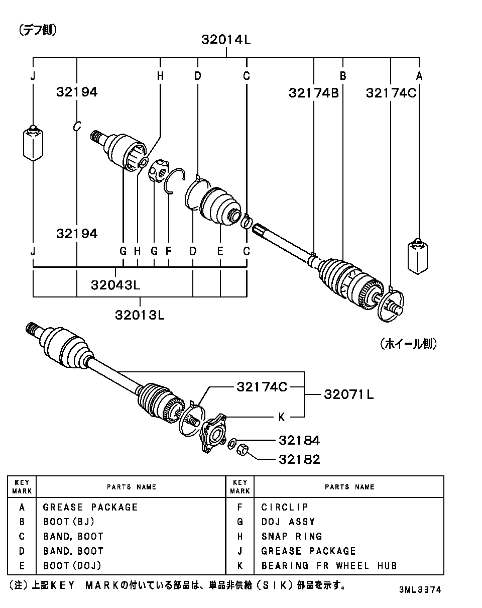 Eje de transmisión del eje delantero