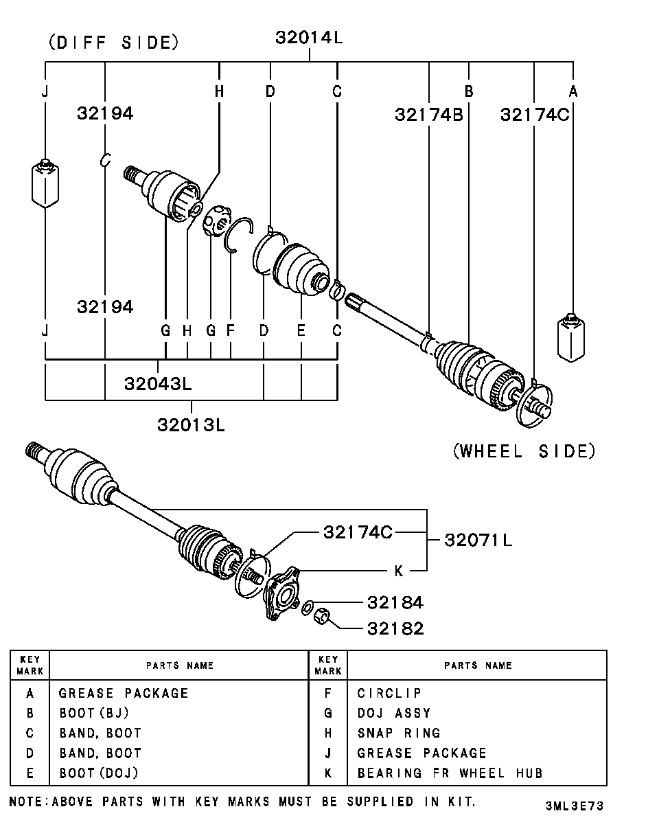 Eje de transmisión del eje delantero