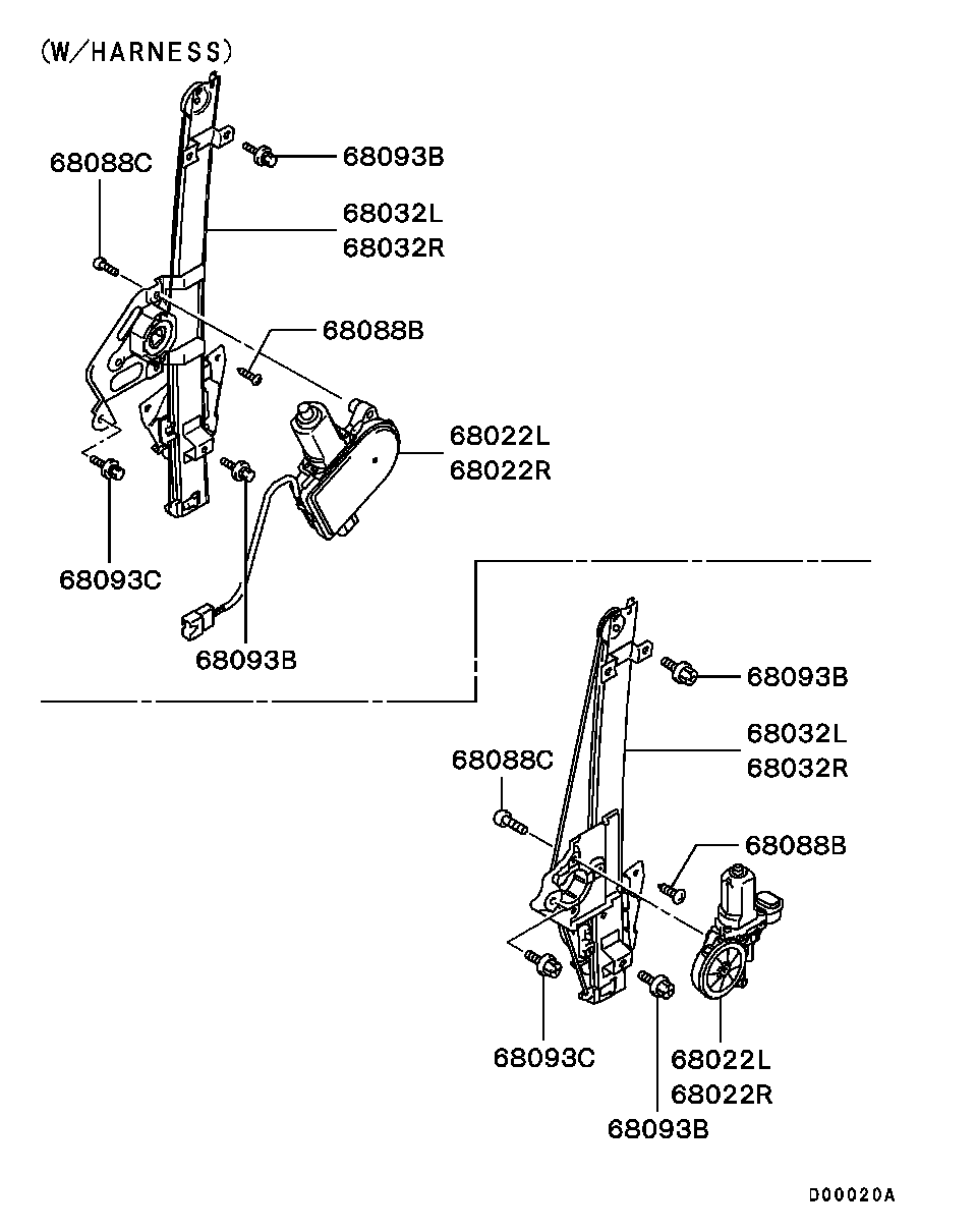 Regulador de ventana de puerta trasera