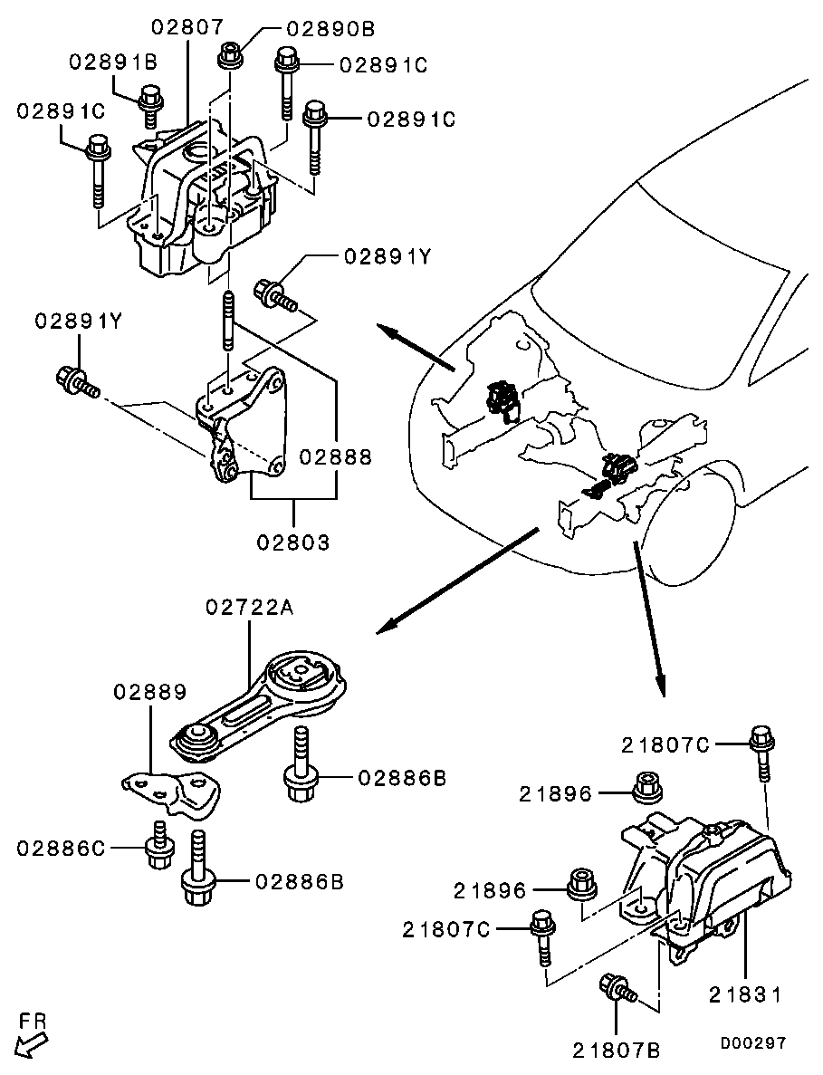 2910A345 Bracket,T/M Mounting Body Side Mitsubishi | YoshiParts