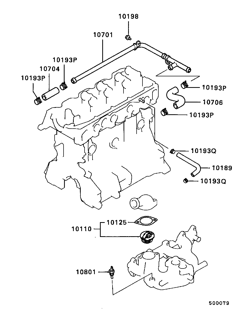 Tubería de agua y termostato