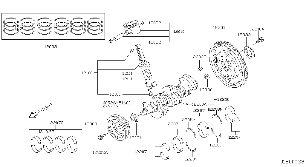 Piston, Crankshaft & Flywheel