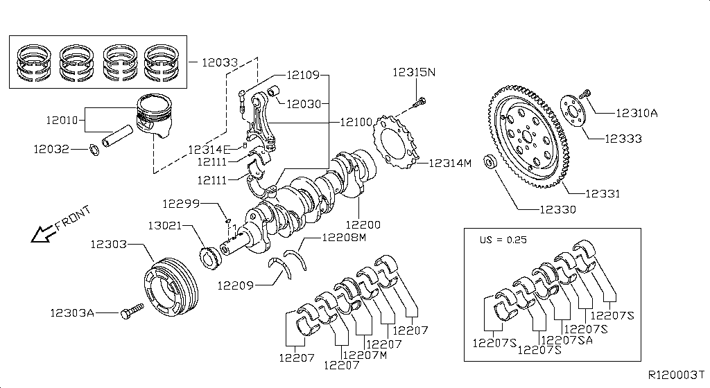 Piston, Crankshaft & Flywheel
