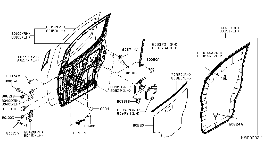 80992-JX00A Pad-Fr Door,Rh Nissan | YoshiParts