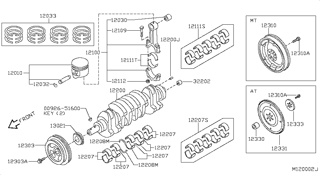 Piston, Crankshaft & Flywheel