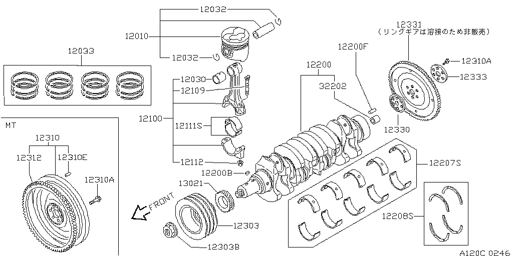 Pistón, cigüeñal, volante