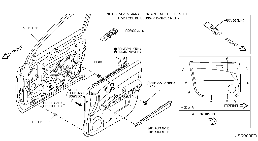 80901-JG00B Finisher-Door Nissan | YoshiParts