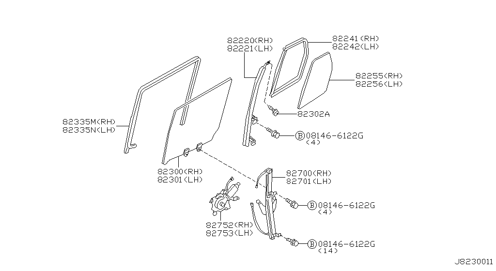 Ventana de puerta trasera y regulador