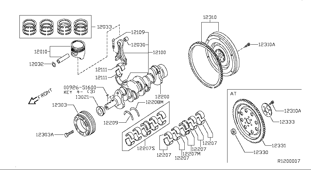 Piston, Crankshaft & Flywheel