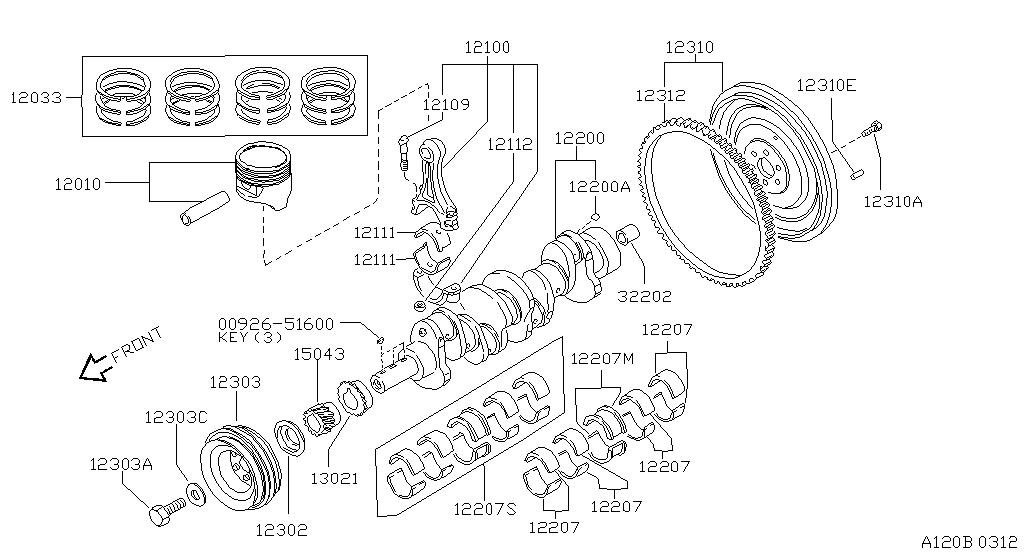Piston, Crankshaft & Flywheel