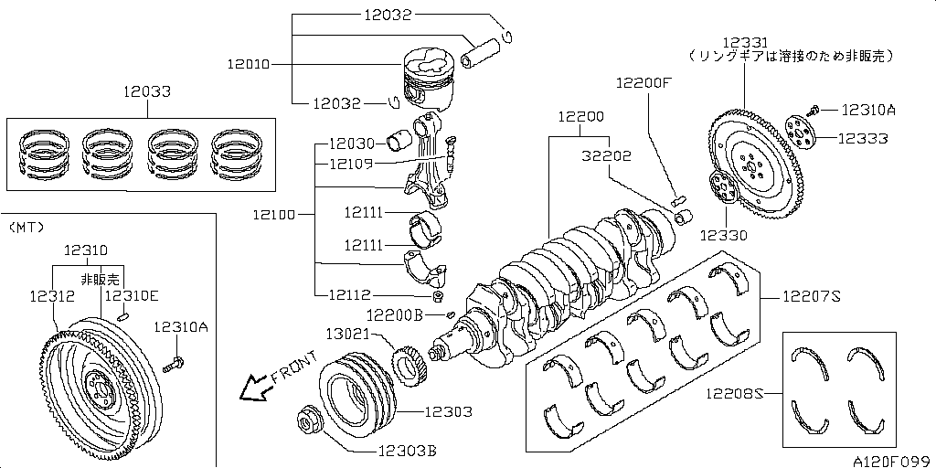 Pistón, cigüeñal, volante