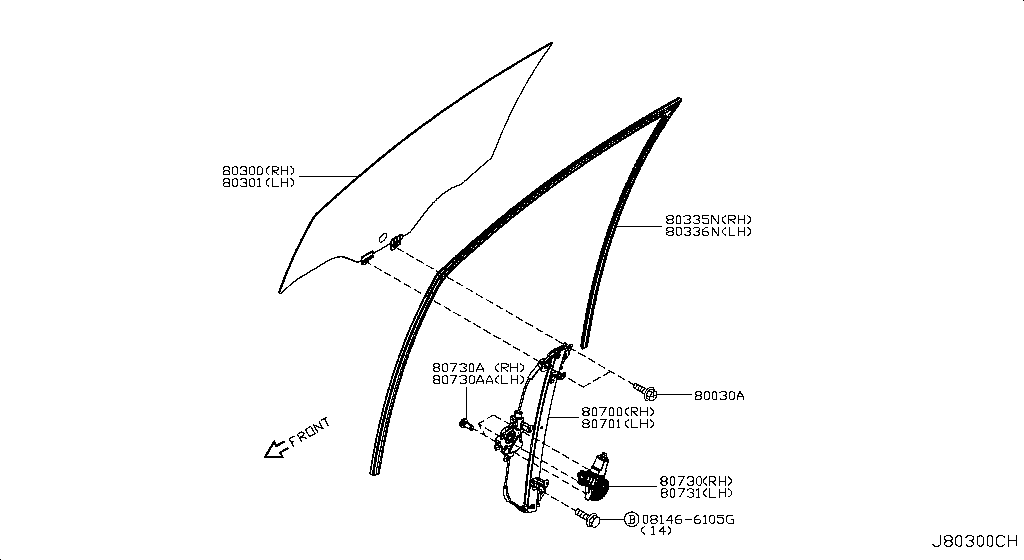 Front Door Window & Regulator