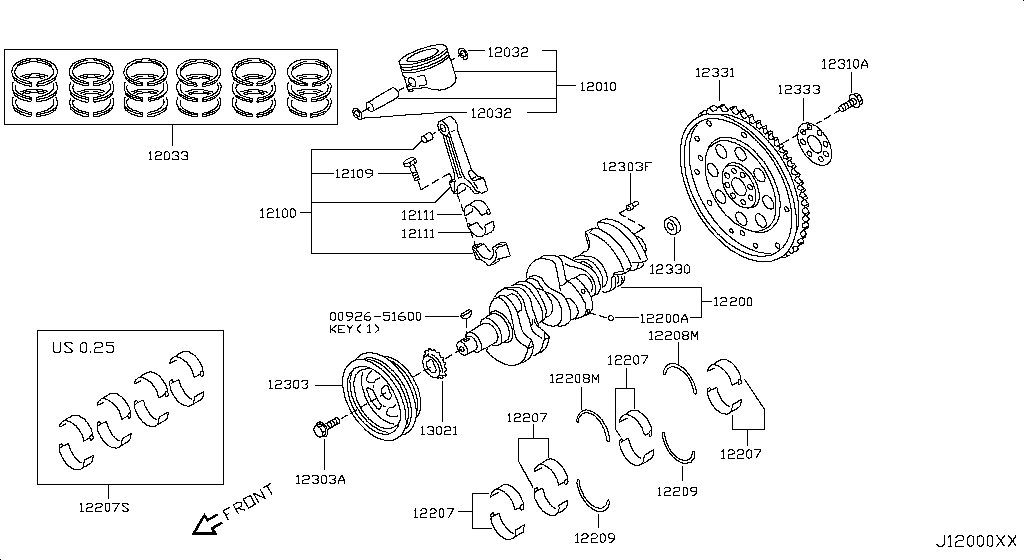 Piston, Crankshaft & Flywheel