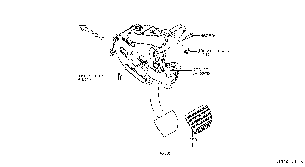 46501-1EB0C Pedal Assy Nissan | YoshiParts