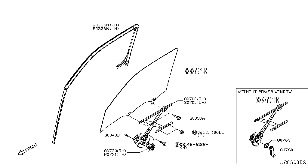Front Door Window & Regulator